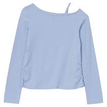 Girls 4-16 Lands' End Long Sleeve One Shoulder Rib Knit Top
