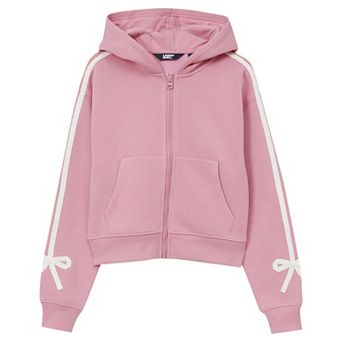 Girls 2-16 Lands' End Fleece Hooded Zip Up Sweatshirt with Bow