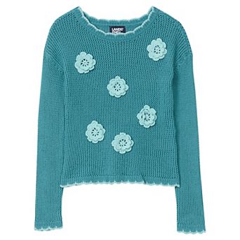 Girls 4-16 Lands' End Long Sleeve Crochet Rosette Sweater Top