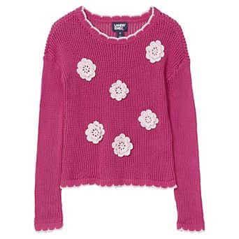 Girls 4-16 Lands' End Long Sleeve Crochet Rosette Sweater Top