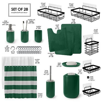 Clara Clark 28 Piece Complete Bathroom Set with Bath rugs & Shower Caddy