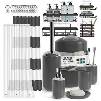 Clara Clark 25 pc Complete Bathroom Set with Shower Caddy