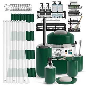 Clara Clark 25 pc Complete Bathroom Set with Shower Caddy