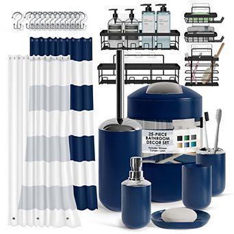 Clara Clark 25 pc Complete Bathroom Set with Shower Caddy