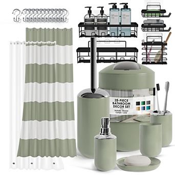Clara Clark 25 pc Complete Bathroom Set with Shower Caddy