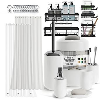 Clara Clark 25 pc Complete Bathroom Set with Shower Caddy