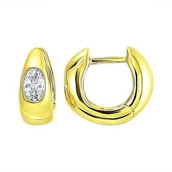 Argento Forte Sterling Silver Cubic Zirconia Tapered Huggie Hoop Earrings