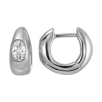 Argento Forte Sterling Silver Cubic Zirconia Tapered Huggie Hoop Earrings