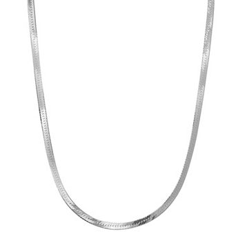 Argento Forte Sterling Silver Herringbone Chain Necklace