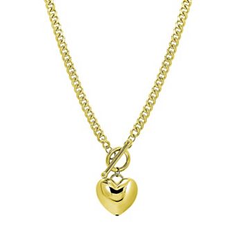 Argento Forte Sterling Silver Cuban Link & Heart Toggle Necklace