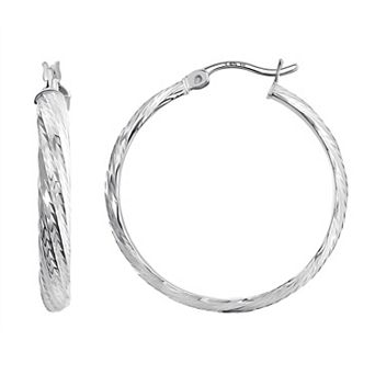 Argento Forte Sterling Silver Textured Hoop Earrings