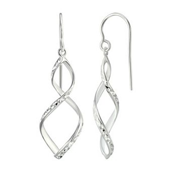Argento Forte Sterling Silver Diamond Cut Figure Eight Dangle Earrings