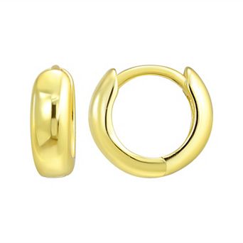Argento Forte 14k Gold over Sterling Silver Polished Huggie Hoop Earrings