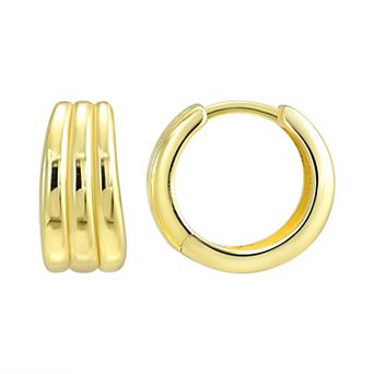 Argento Forte 14k Gold over Sterling Silver Ribbed Huggie Hoop Earrings