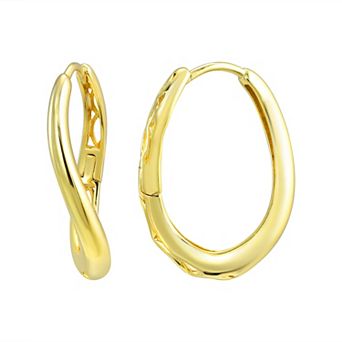 Argento Forte 14k Gold over Sterling Silver Oval Wave Hoop Earrings