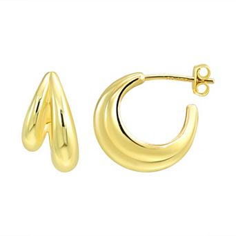 Argento Forte 14k Gold over Sterling Silver Puffy Double Hoop Earrings