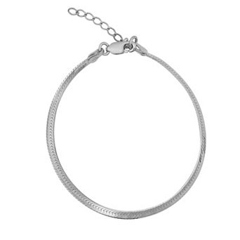 Argento Forte Sterling Silver Herringbone Chain Bracelet