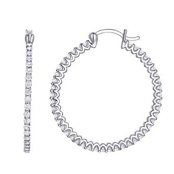 Argento Forte Sterling Silver Cubic Zirconia Hoop Earrings