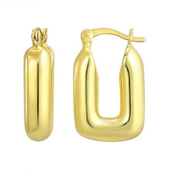Argento Forte 14k Gold over Sterling Silver Pushed U Shaped Hoop Earrings