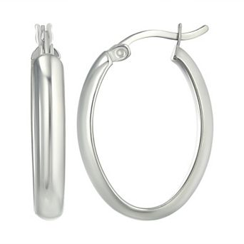 Argento Forte Sterling Silver Polished Oval Hoop Earrings