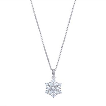 Argento Forte Rhodium Over Sterling Silver Cubic Zirconia Snowflake Pendant Necklace