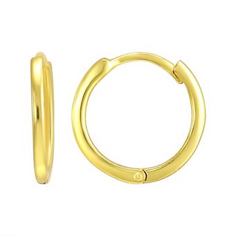 Argento Forte 14k Gold over Sterling Silver Square Tube Huggie Hoop Earrings