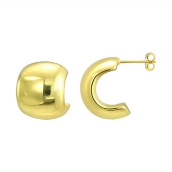 Argento Forte 14k Gold over Sterling Silver Wide Polished Hoop Earrings