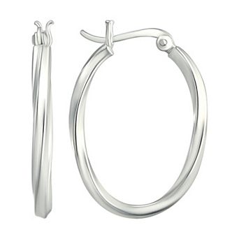Argento Forte Sterling Silver Twisted Oval Hoop Earrings