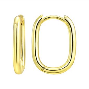 Argento Forte 14k Gold over Sterling Silver Oval Huggie Hoop Earrings