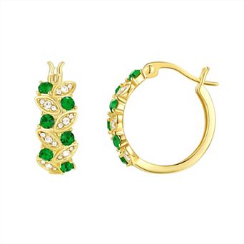 Argento Forte 14k Gold over Sterling Silver Cubic Zirconia Hoop Earrings