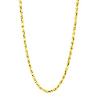 Argento Forte 14k Gold over Sterling Silver Rope Chain Necklace