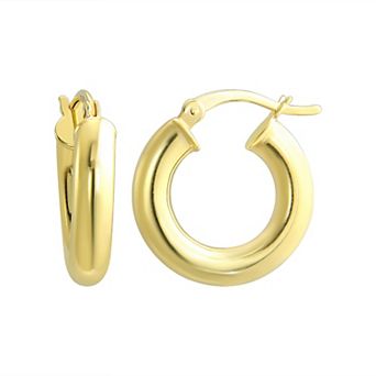Argento Forte 14k Gold over Sterling Silver Wide Polished Hoop Earrings