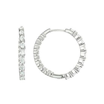 Argento Forte Sterling Silver Cubic Zirconia Huggie Hoop Earrings