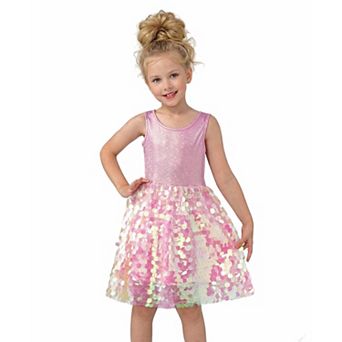 2Bunnies Girls' Metallic Pink Ombre Pastel Sequin Dress