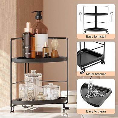 2-Tier Corner Countertop Organizer, Bathroom & Vanity Storage, Tool-Free Setup