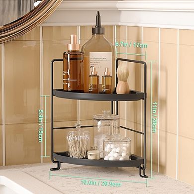 2-Tier Corner Countertop Organizer, Bathroom & Vanity Storage, Tool-Free Setup