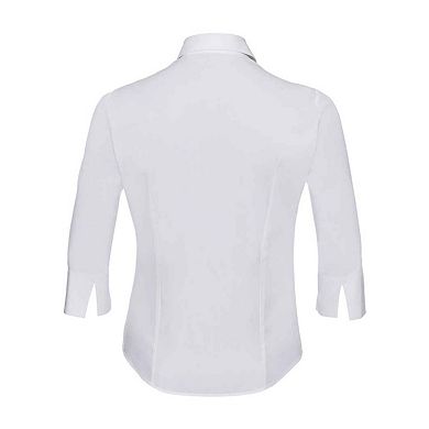 Russell Collection Womens/Ladies Easy-Care Fitted 3/4 Sleeve Shirt