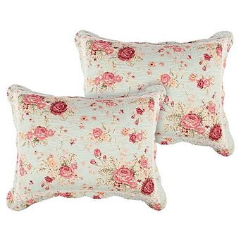 Antique Rose Floral Pinstripe With Dainty Scrolling Embellishments Sham