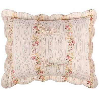 Antique Rose Floral Pinstripe With Dainty Scrolling Embellishments Sham