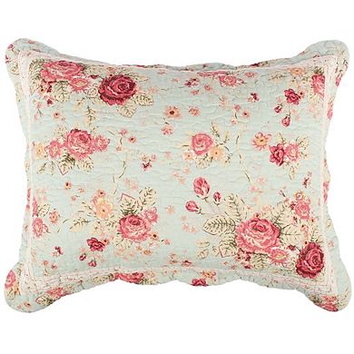 Antique Rose Floral Pinstripe With Dainty Scrolling Embellishments Sham