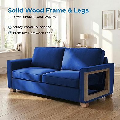 Mjkone 71" Full Size Velvet Pull Out Sleeper Sofa Bed with Folding Mattress