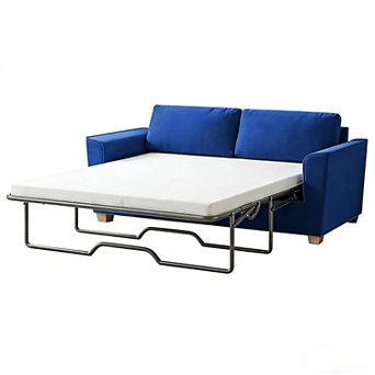 Mjkone 71" Full Size Velvet Pull Out Sleeper Sofa Bed with Folding Mattress