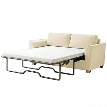 Mjkone 71" Full Size Velvet Pull Out Sleeper Sofa Bed with Folding Mattress