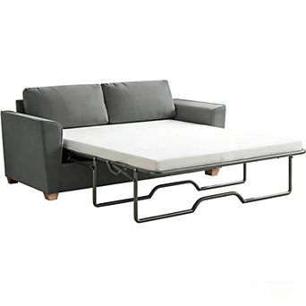 Mjkone 71" Full Size Velvet Pull Out Sleeper Sofa Bed with Folding Mattress