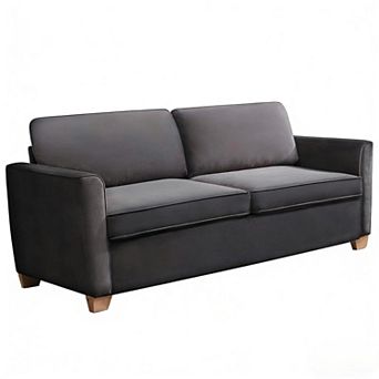 Mjkone 77" Queen Size Velvet Pull Out Sleeper Sofa Bed with Tri-Folding Mattress