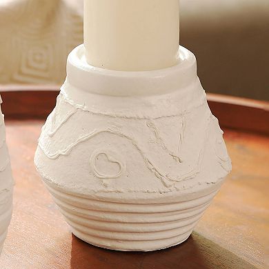 5.2''x 5.2''x 5.5'' Organic Rustic Pattern Terracotta Holder Candle Stand for Ambient Lighting