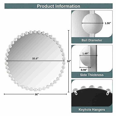 Beaded Round Wall Mirror 36"