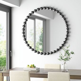 Beaded Round Wall Mirror 36"