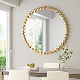 Beaded Round Wall Mirror 36"