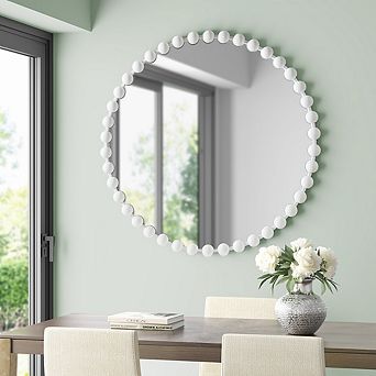 Beaded Round Wall Mirror 36"